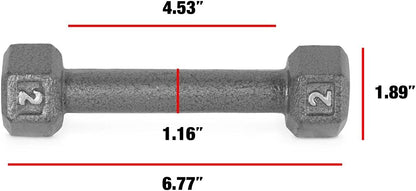 WF Athletic Supply Cast Iron Solid Hexagon Gray/Black Dumbbells, Strength Training Free Weights Set of 2 for Women and Men, Hand Weights Sold by Pairs, Multi-Select Size Options Available
