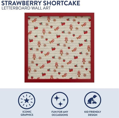 Idea Nuova Strawberry Shortcake 12"x12" Letter Board, Message Board Sign for Desk, Room Decor, Quotes, Notes & Personalized Display,Includes 145 Characters