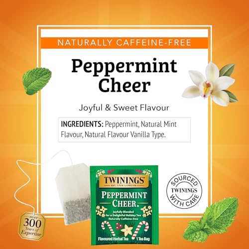 Twinings Peppermint Cheer Holiday Herbal Tea Bags, 20 CT Box (6 Pack)