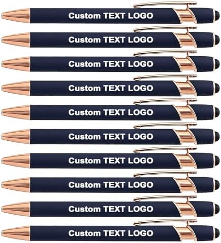 Personalized Pens Ballpoint with Stylus, Blue, 50 Pcs