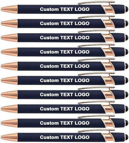 Personalized Pens Ballpoint with Stylus, Blue, 50 Pcs