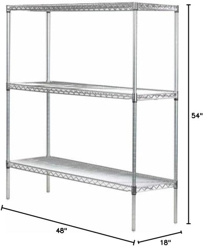 Omega 18" Deep x 48" Wide x 54" High 3 Tier Gray Starter Shelving Unit