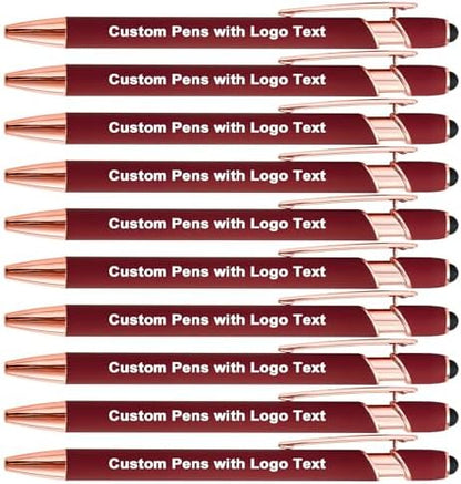 Personalized Pens Ballpoint with Stylus, Wine, 10 Pcs