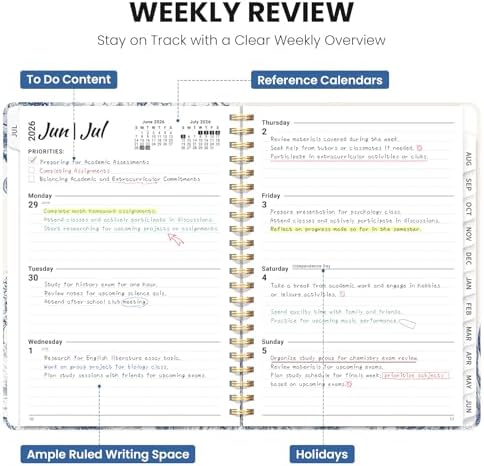 Large Planner 2026-2027, A4 (8.5" x 11") Hardcover Weekly & Monthly Planner July 2026 - June 2027 with Monthly Tabs, Academic Planner for School, Work and Office, Blue Elegance