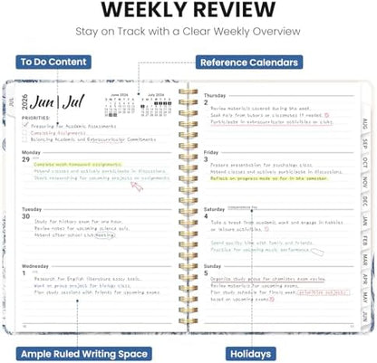 Large Planner 2026-2027, A4 (8.5" x 11") Hardcover Weekly & Monthly Planner July 2026 - June 2027 with Monthly Tabs, Academic Planner for School, Work and Office, Blue Elegance