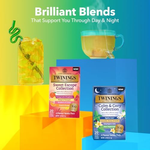 Twinings Calm & Cozy Bedtime Herbal Tea Variety, 20 Count, Pack of 1