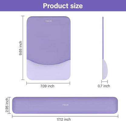 MOSISO Wrist Rest Support Mouse Pad & Keyboard Set, Purple | Rectangular Ergonomic Mousepad, Non-Slip Base, Home/Office Pain Relief & Easy Typing, Neoprene Cloth & Raised Silicone Lining