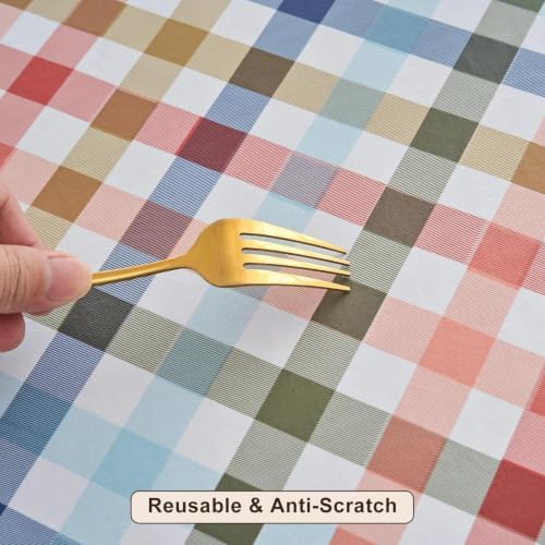 LIBERECOO Heavy Duty Vinyl Tablecloth with Flannel Backing Waterproof Oil-Proof Plastic Table Cloth Stain-Resistant Wipeable Rectangle or Square Table Cover for Indoor and Outdoor 54 x 54 Inch