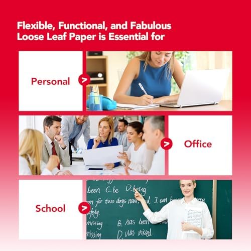 Kaisa Notebook Paper USA-Made Loose Leaf Paper, 24 Pack 3600 Sheets 8"x10.5" Wide Ruled - 3-Hole Punched Bulk Filler Paper for 3-Ring Binder, 150 Sheets/Pack, Wholesale Available(24Pack-Wide)