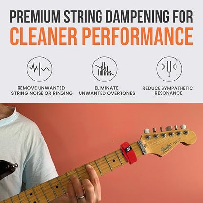 Gruv Gear Fret Wrap & Guitar Mute, Fretwrap for Acoustic, Electric & Bass | String Dampener Recording, Tapping & Practice Accessory (3 Pack, Small Red, Fits 4 String Bass, 6 String Guitar)