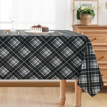 DWCN Checkered Tablecloth, 54 x 80 Inch, Rectangular, Black and White