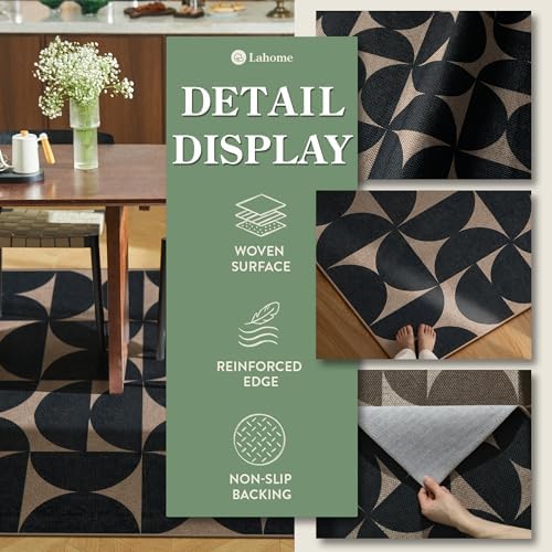 Lahome Semi Circle Easy Jute Kitchen Runner Rug, 2x6 Non Slip Runner Rug
