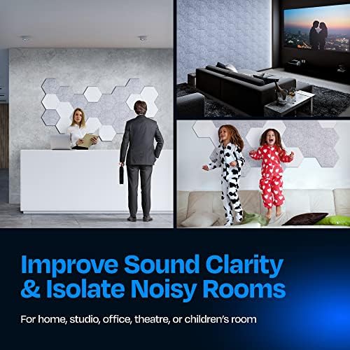 Acoustic Panels 12-Pack Soundproof Wall Panels 12"X10.4"X0.4" Sound Panels High Density Sound Dampening Panels - [Light Gray Hexagon]