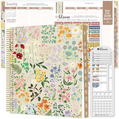 bloom daily planners 2027 Hardcover Goal & Vision Planner (January - December 2027) - Monthly & Weekly Calendar Year Agenda Organizer - 7.5" x 9" - Garden Party