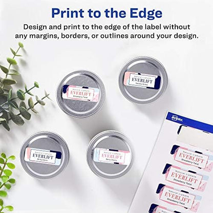 Avery Printable Durable White Rectangle Labels, Sure Feed Technology, 1" x 2", Print-to-the-Edge, Waterproof Labels, Laser & Pigment-Based Inkjet Compatible, 1200 Total