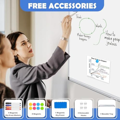 Double-Sided White Board Dry Erase Magnetic Whiteboard Wall 18x12 Silver