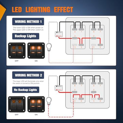 Nilight 4 Gang Rocker Switch Panel w/Orange LED Light 5Pin ON Off Pre-Wired