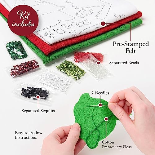 Bucilla Felt Applique 6 Piece Ornament Making Kit, Holiday Greetings, Perfect for DIY Arts and Crafts Projects, 89663E