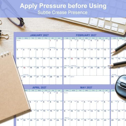 2 PC 24 x 36 2027 Wall Calendar 12 Month, Folded Wet & Dry Erasable Planner