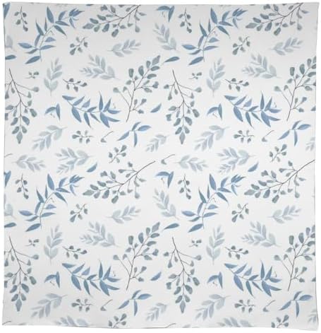 Blue Leaves Tablecloth, Summer Light Blue White Grey Leaves Fern Forest Herbs Plants Print Table Cloth for Indoor Outdoor Dining Table Party Picnic Decor 60x90in