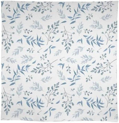 Blue Leaves Tablecloth, Summer Light Blue White Grey Leaves Fern Forest Herbs Plants Print Table Cloth for Indoor Outdoor Dining Table Party Picnic Decor 60x90in