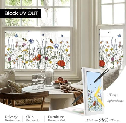 ADD.HERES Stained Glass Window Film, Static Cling Window Film,17.5 x 78.7in