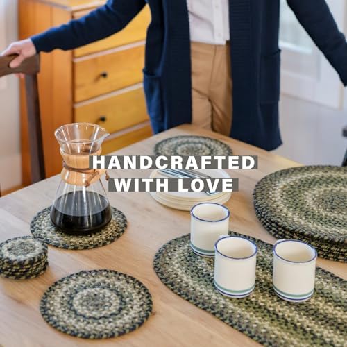 Homespice Pinecone Braided Trivets Ideal as Pot Holders, Round 8" Set of 6