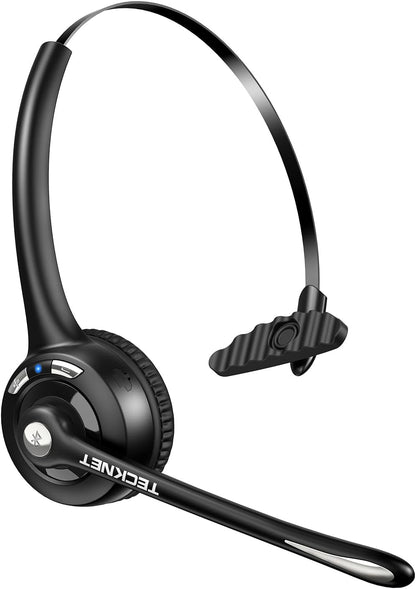 TECKNET Bluetooth Headset, Wireless Headset with Noise Canceling Microphone for Trucker, On-Ear Bluetooth Headphone with Mute Mic for Work