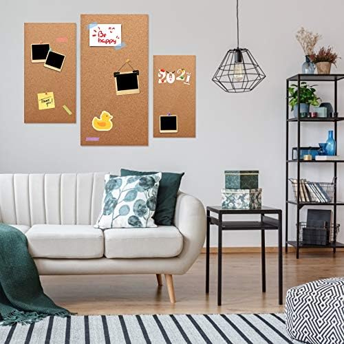 Cork Bulletin Board 17"x8" - 1/2" Thick Cork Board Tiles Frameless Cork Tiles, Self-Adhesive Corkboards Wall Decor with Two Box Bonus Pushpins for Office, School and Home (10pack)