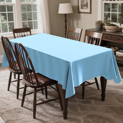 CXPSINC 54 Inch X 300 Feet Plastic Table Cover Roll Disposable Tablecloth with Slide Cutter for All Type/Shape Tables | Party, Banquet, Birthdays, Weddings(Light Blue, 300 Feet)