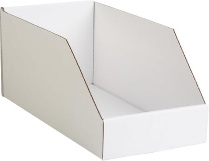 Hudson Exchange 6x12x5.5" (100 Pack) Corrugated Parts Bin Box For Storage & Organization, White