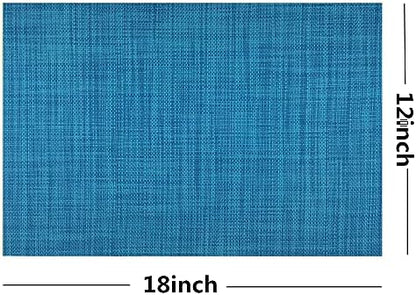 WAZAIGUR Placemats Crisscross Woven Vinyl Place Mats Set of 4 Blue