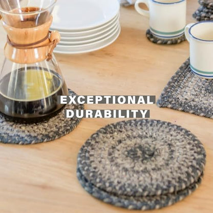 Homespice Flint Hill Jute Braided Coasters, Round 4" Set of 6