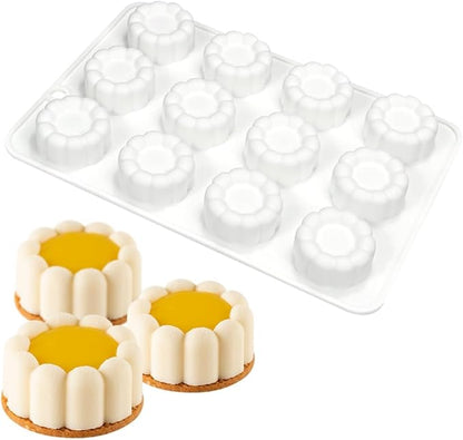mostsom Silicone Molds Mousse Molds 3D Flower Border Cylinder Silicone Baking Mold DIY Mousse Fondant Mould Cake Decorating Tools for Kitchen Accessories (B_ Flower Cylinder)