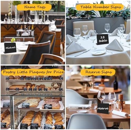 Pintuson 40 Pack Mini Chalkboard Signs for Food, Food Labels for Party Buffet, Reusable Table Signs, Food Tags, Catering Supplies Buffet Display, Place Cards, Easy to Write and Wipe