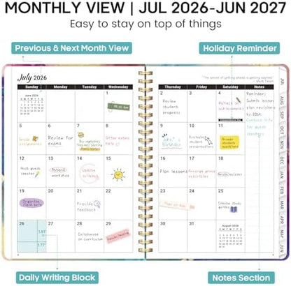 Planner 2026-2027, Weekly & Monthly Academic Calendar, Jul 2026 – Jun 2027