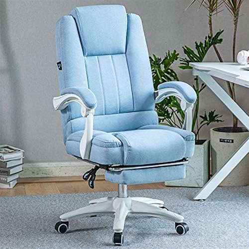 Computer Chair Office Chair Fabric Office Chair Computer Chair Ergonomic Pulley Game Chair Adjustable Tilt 155° with Armrest and Waist Support for Home Ergonomic Desk Chair (Blue Without Foot Pad