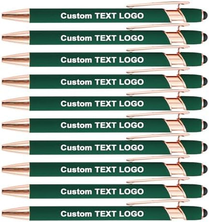 Personalized Pens Ballpoint with Stylus, Dark Green, 50 Pcs