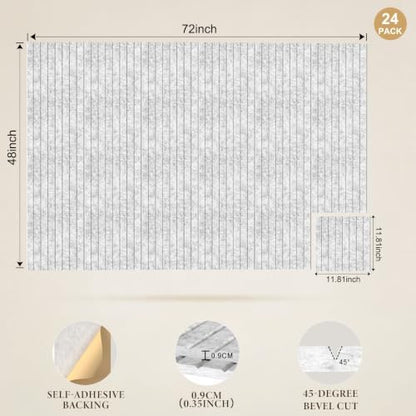 JBER Large Cork Board Alternative 72" x 48" - 24 Pack Self-Adhesive Felt Bulletin Board Tiles, Pin Board Vision Board for Walls, Office & Home Decor(Silver Gray)