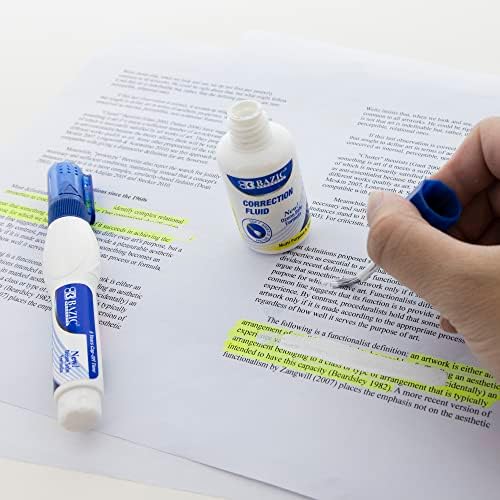 BAZIC Metal Tip Correction Pen & Correction Fluid (2/Pack)
