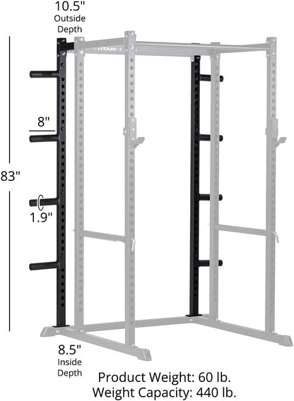 Titan Fitness T-2 Series Power Rack Extension Kit, 12-Gauge Steel Uprights, Bolt-Together Rack Expansion for Home Gym with Weight Plate Holders