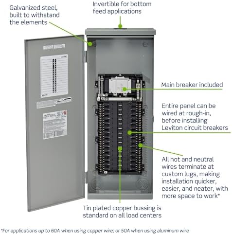 Leviton 30 Space Outdoor Load Center with 200A Main Circuit Breaker, LR320-BDD