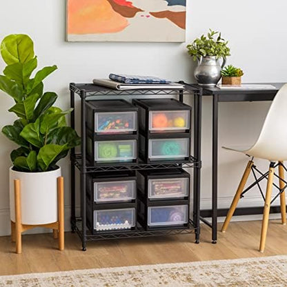 IRIS USA 8-Pack, 6 Qt. Small Stacking Drawer Storage Organizer, Black