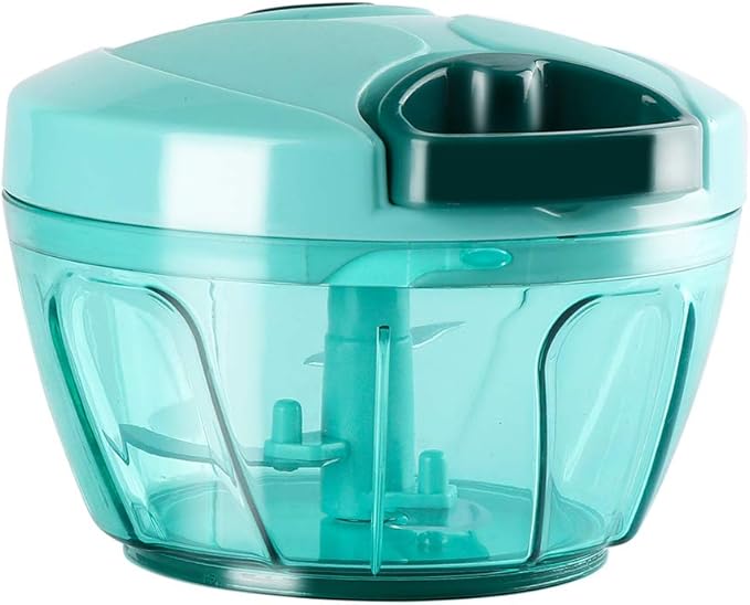 Cambom Manual Food Chopper Vegetable Cutter, Hand String Vegetable Chopper Onions Cutter for Vegetable Fruits Nuts BPA Free Food Safe Material, 550ml Blue