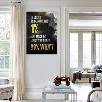 KaiLeFu-1% Entrepreneur Motivational Canvas Wall Art -Inspirational Wall Art Poster Quotes - Canvas Artwork Picture Print Framed for Home Office Bathroom Bedroom Bathroom Wall Decor-12 x16