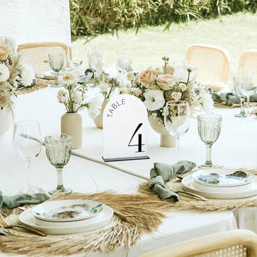 White Arch Wedding Table Numbers 1-10 with Stands