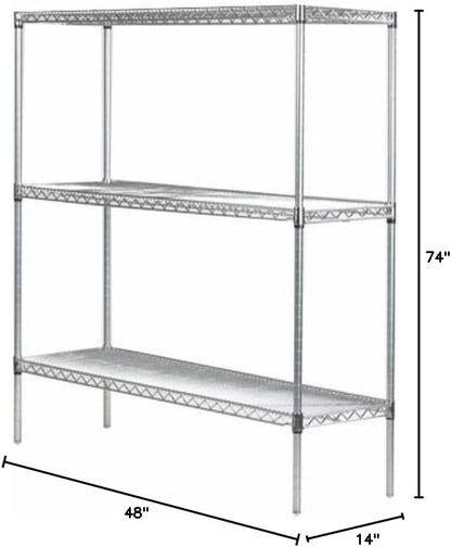 Omega 14" Deep x 48" Wide x 74" High 3 Tier Gray Starter Shelving Unit