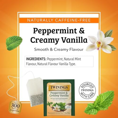 Twinings Peppermint & Creamy Vanilla Herbal Tea Bags, 20 CT Box (1 Pack)
