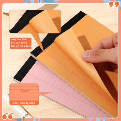 Lincia 12 Pcs 5x8 Colored Legal Pads Lined Note Pads, Bright Colors