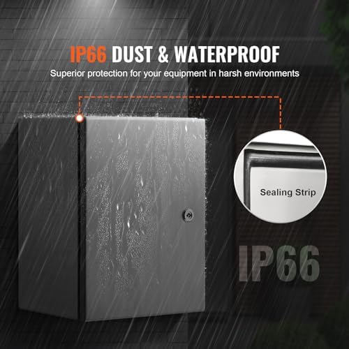Steel Electrical Box, 20"x 16"x 8", 304 Stainless Steel Electrical Enclosure Box, Wall-Mounted Outdoor Electrical Electronic Equipment Enclosure with Mounting Plate Hinges Lock, IP66 Waterproof